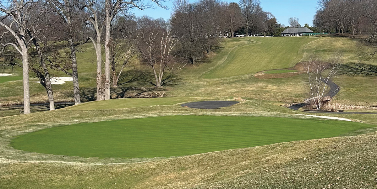 Golf Course Green in Early Spring showing deep green after fall 8-2-2 application